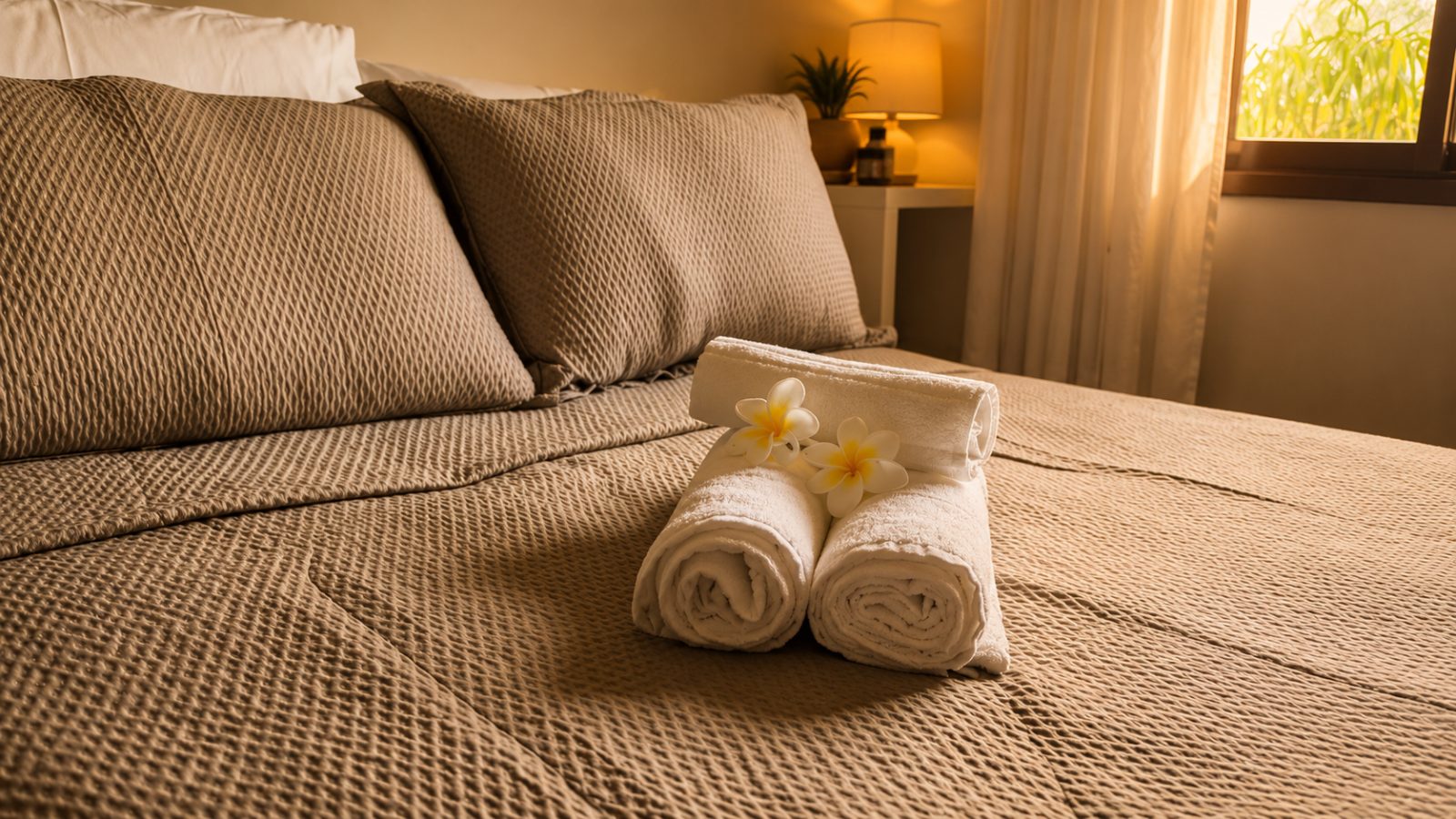 Quarto aconchegante com enxoval cuidado no Life Resort