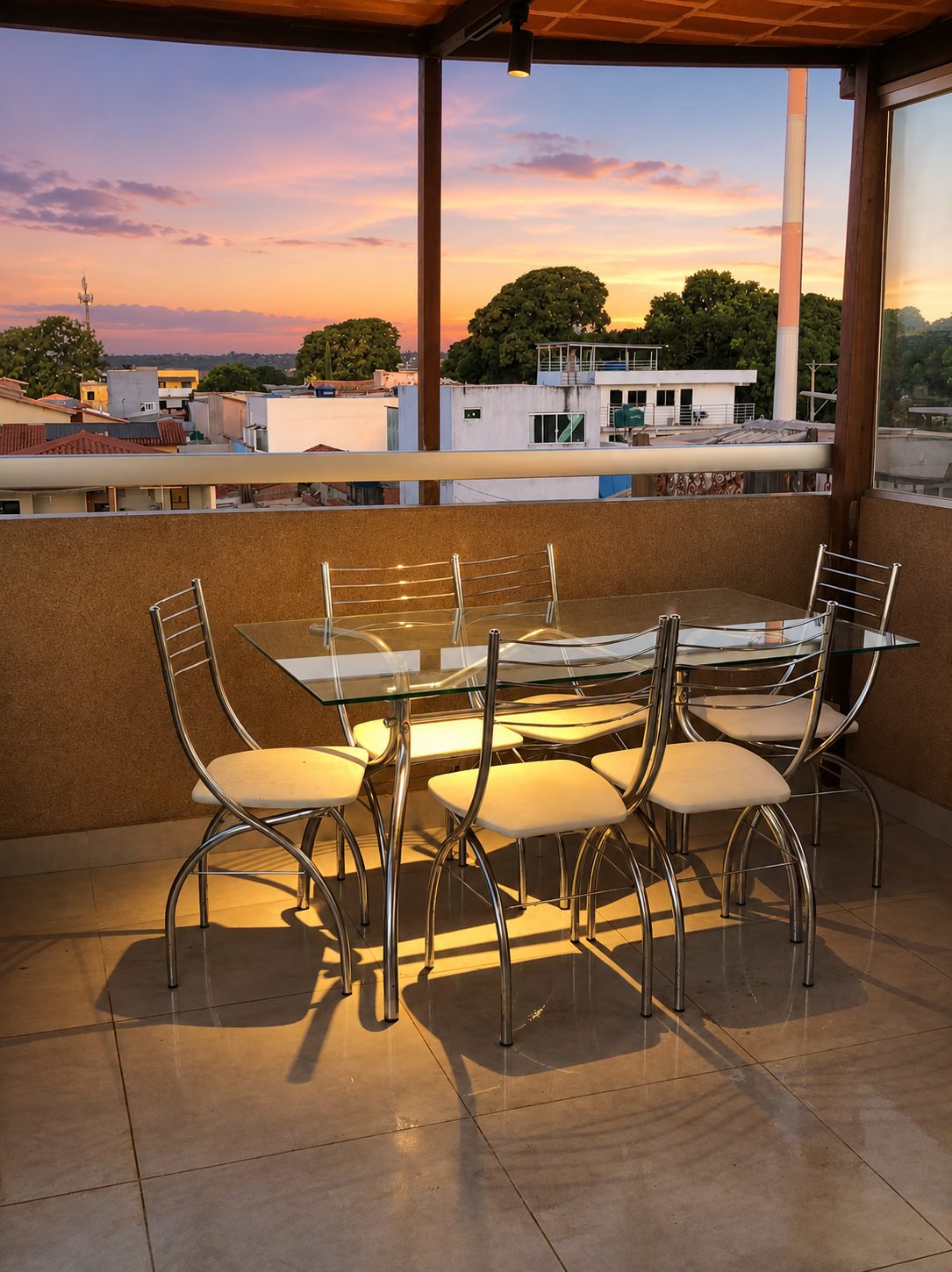 Terraço ao pôr do sol na Vila Planalto